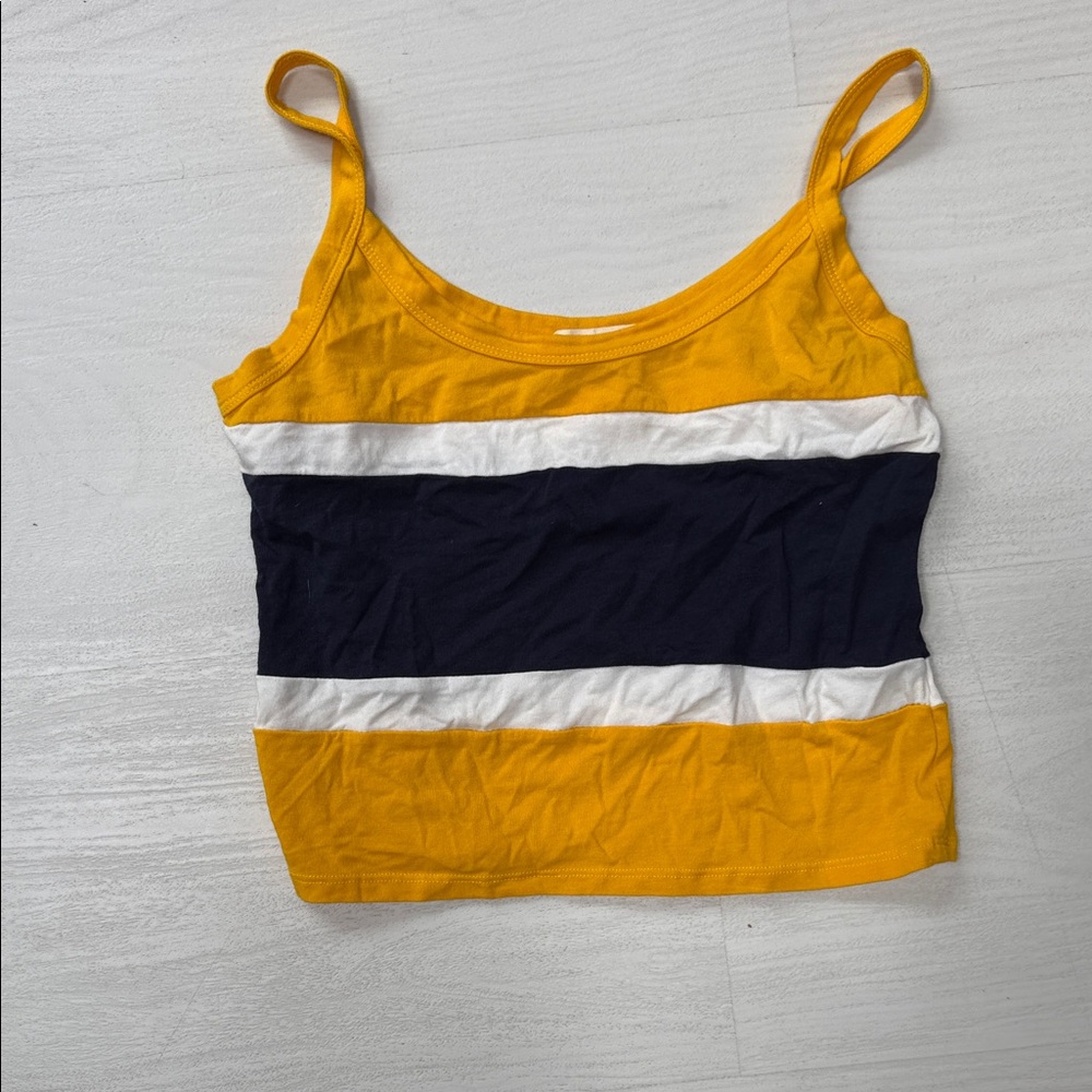 Striped Yellow and Navy Women's Top